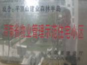 2008年12月17日，平頂山森林半島被 評為"河南省物業(yè)管理示范住宅小區(qū)"榮譽(yù)稱號。